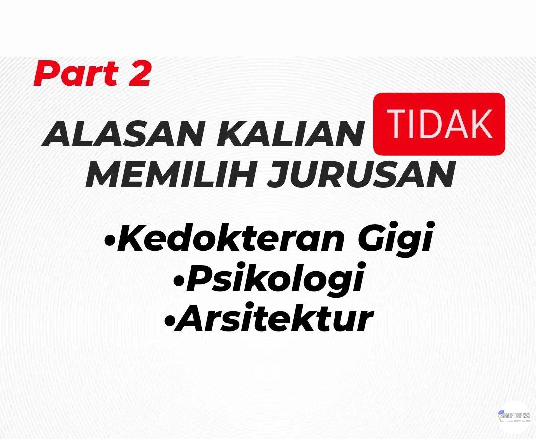sbmptnfess's tweet photo. Ptn! Kenapa kalian tidak memilih prodi ini? Apa alasannya? https://t.co/z4kftoG3so