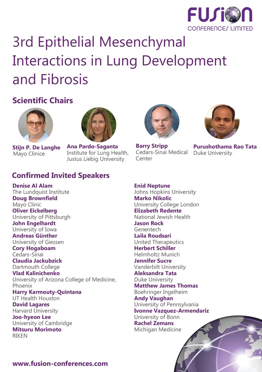 📢SAVE THE DATE📢
3rd Epithelial Mesenchymal Interactions in Lung Development &amp; Fibrosis Conference, 04-07 Oct 2024, Malta. 
Registration &amp; Talk Submission are now open!  
Find out more: bit.ly/3Y8yOBN 🫁 #Fusionlung24
