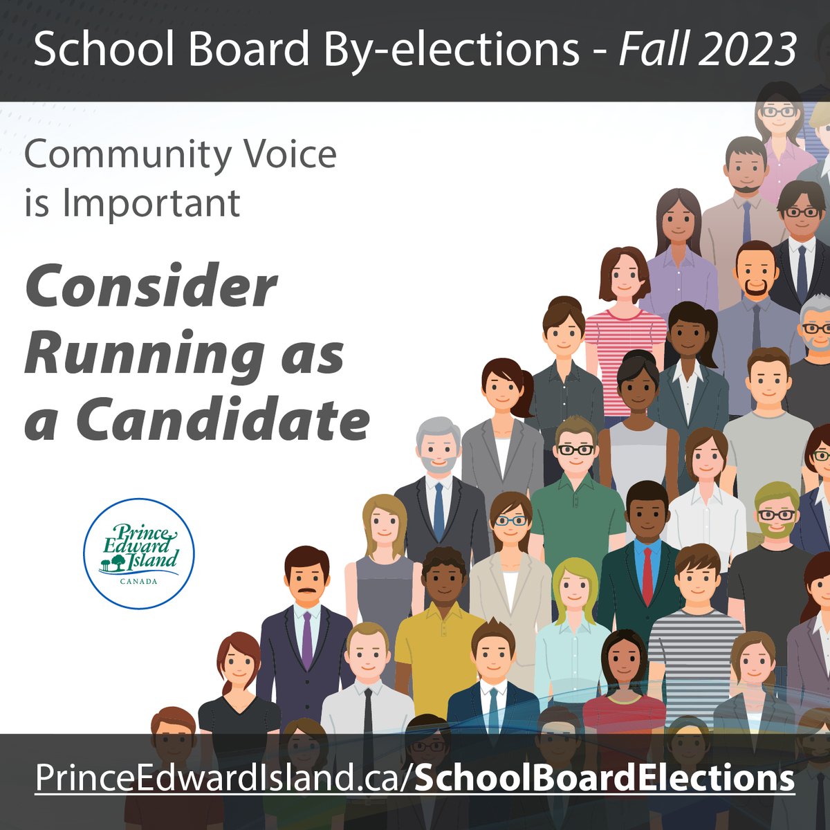 Community voice is important!
Consider running as a candidate in the school board by-elections this fall 2023.
👉 <a href="/PSBPEI/">Public Schools Branch</a> Zone 7 – Morell and Souris families of schools
👉 <a href="/CSLF_IPE/">La CSLF de l'Î.P.É.</a> Zone 2 – Ecole Pierre-Chiasson family of schools
Find out more: ow.ly/alMq50P9Jqz