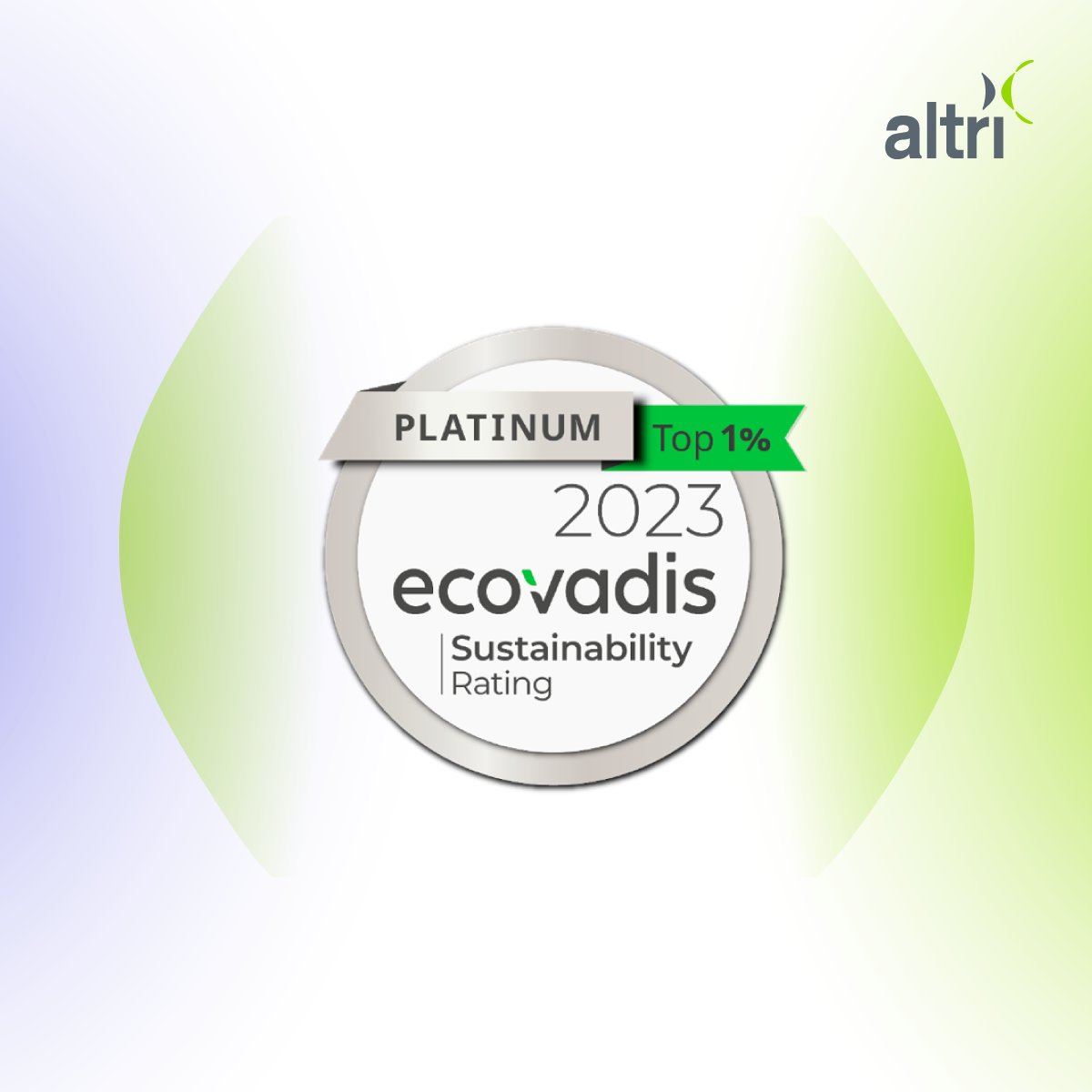 A <a href="/AltriSgps/">Altri Group</a>  foi galardoada com a Medalha de Platina na avaliação realizada pela EcoVadis. A classificação de 78 em 100 pontos coloca-nos no Top 1% das empresas classificadas pela EcoVadis no setor da Produção de Pasta, Papel e Cartão.