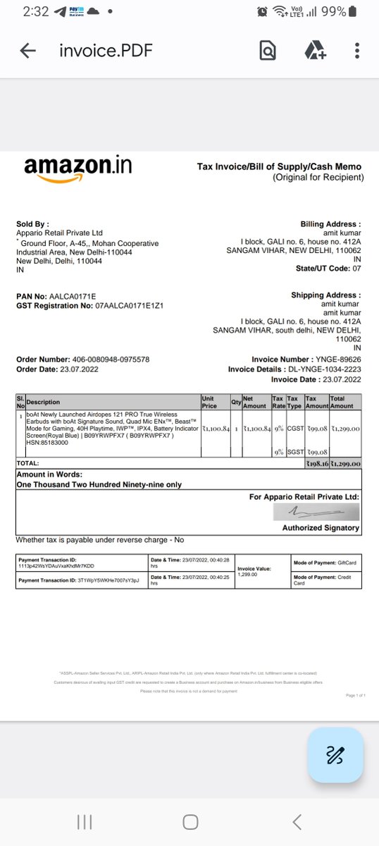 Mtgupta106's tweet photo. @RockWithboAt Attaching the bill. Please check it was under warrenty till yesterday but due to sunday, service canter was closed, so I was unable to visit service center.. https://t.co/nMhhvIghlT