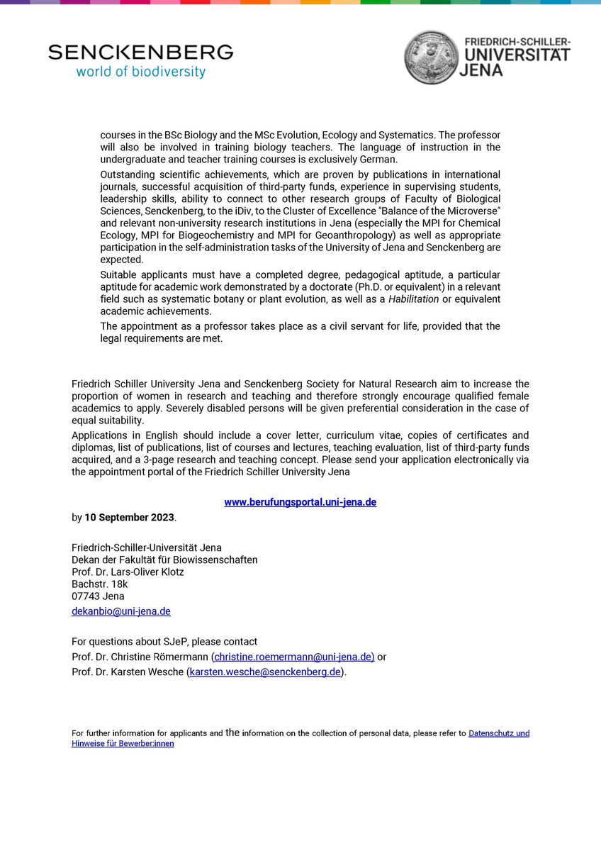 Great opportunity for a bryologist at Friedrich Schiller University Jena!! #bryophyte #Ecology #job