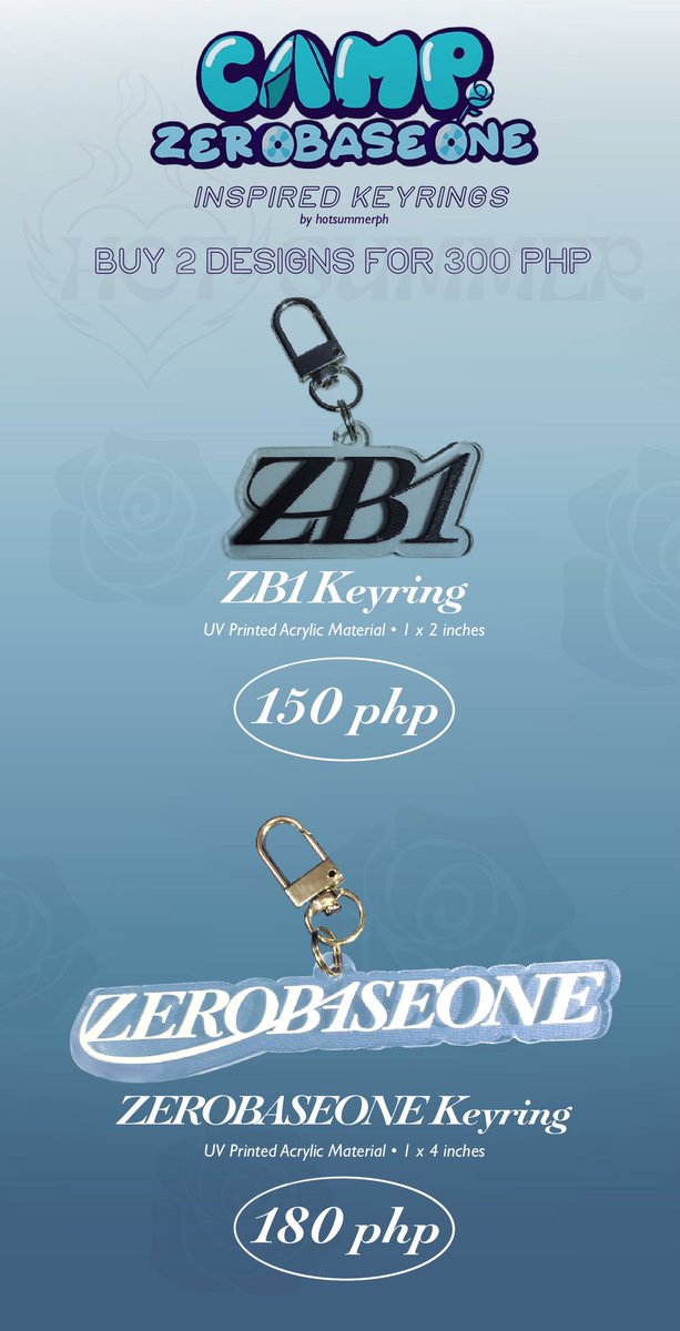CAMP ZEROBASEONE Inspired Keyrings ❤️‍🔥 #ZB1 Logo: ₱ 150 ❤️‍🔥 #ZEROBASEONE Name: ₱180 ❤️‍🔥 Both Designs: ₱300 DOO: Aug. 12, 2023 (08/12/2023) DOP: Aug. 20, 2023 (08/20/2023) ORDER HERE: forms.gle/suDujzoc1YMLDE… tags : wts lfb ph zb1 zerobaseone #hotsummerph