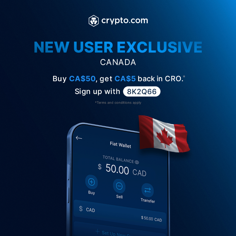 cryptocom's tweet photo. Listen up, Canada! 🇨🇦

🤩 For a limited time, new users can get up to a 10% rebate on their crypto purchase

🌟 Available to the first 1,000 participants only

📋 Sign up with referral code: 8K2Q66

Learn More 👉 https://t.co/cbIOhnRXxu