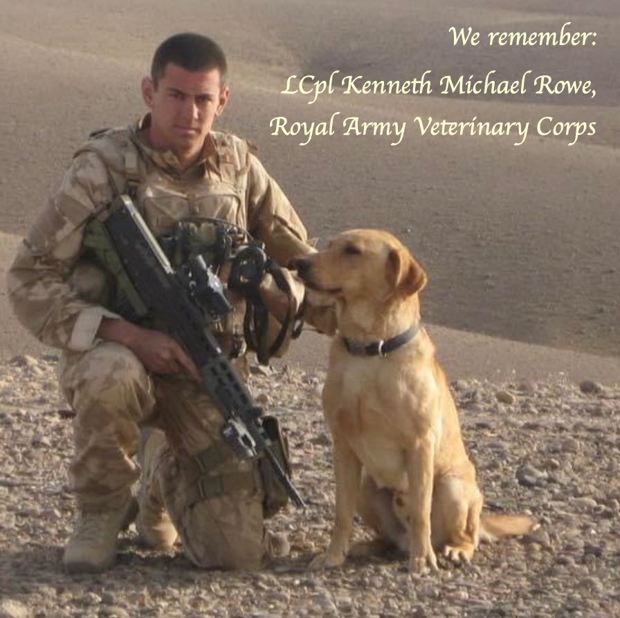 Official_DATR's tweet image. In remembrance; Arms &amp;amp; Explosive Search handler, LCpl Kenneth Rowe &amp;amp; his Military Working Dog (MWD) Sasha, who were both sadly killed on 24 Jul 2008 (Op Herrick, Afghanistan). 

@PDSA_HQ 

#DATR #1MWD #RAVC #2Para #PDSA #MWD #SearchDog #Rememberance
#DickinMedal