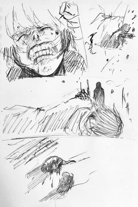 被弾と痛み顔練習