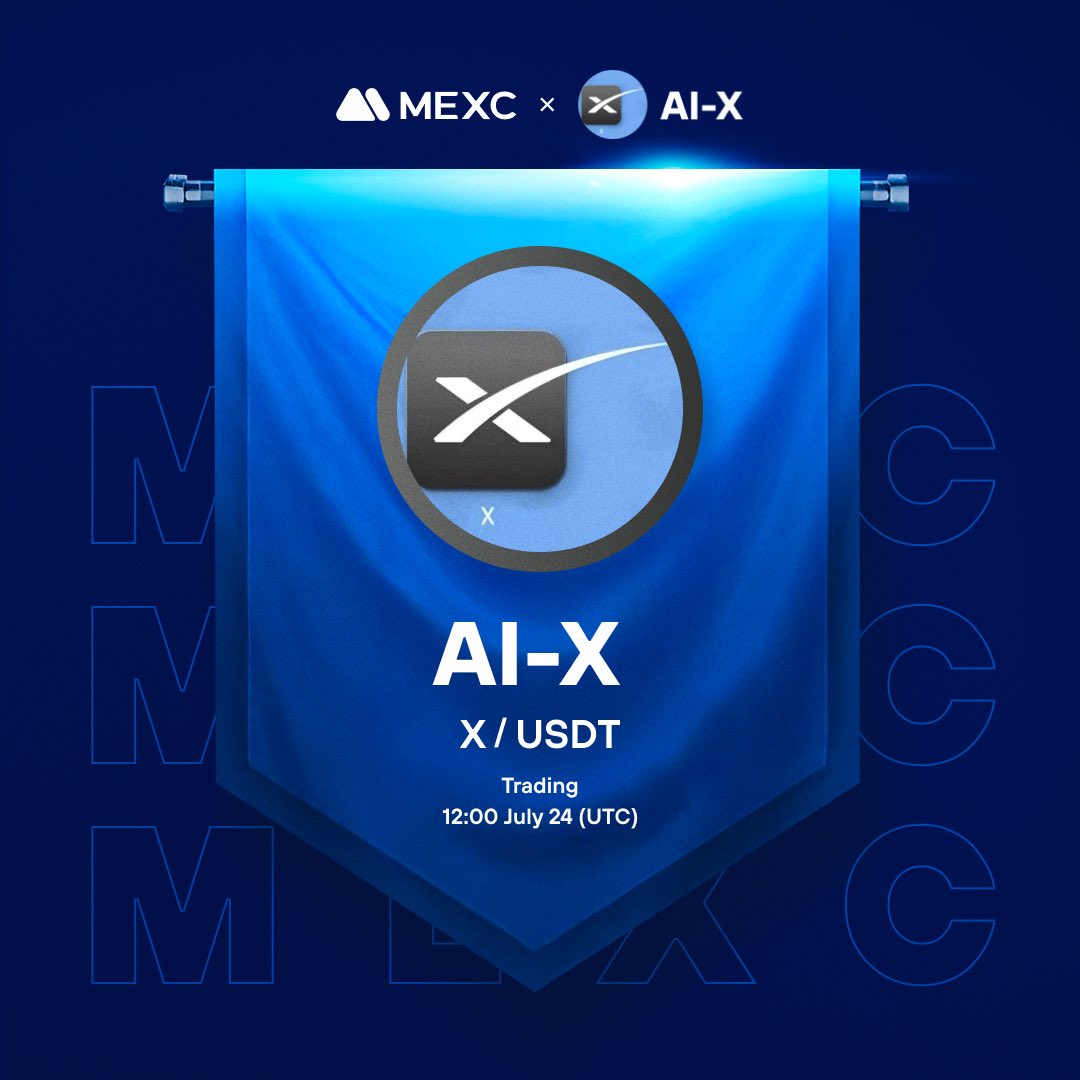 Happy to announce that the <a href="/AI45375964/">AI-X</a> Kickstarter has concluded and $X will list on #MEXC! 

🔹Deposit: Opened
🔹X/USDT Trading: Jul 24, 12:00 (UTC)

Details: mexc.com/en-US/support/…
