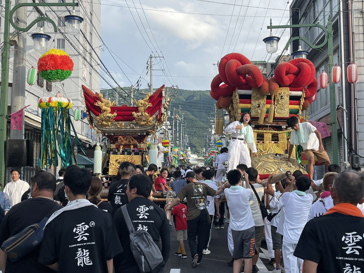 川原町、中央五丁目子供太鼓台合流