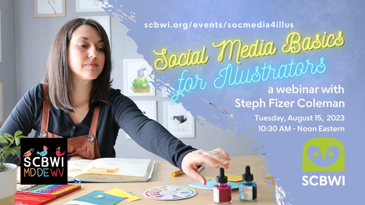#illustrators Join Steph Fizer Coleman for a chat about using social media without feeling like it’s using you. She'll discuss which platforms to focus on, building a gentle structure that lets social media feel easy, and more. scbwi.org/events/socmedi…