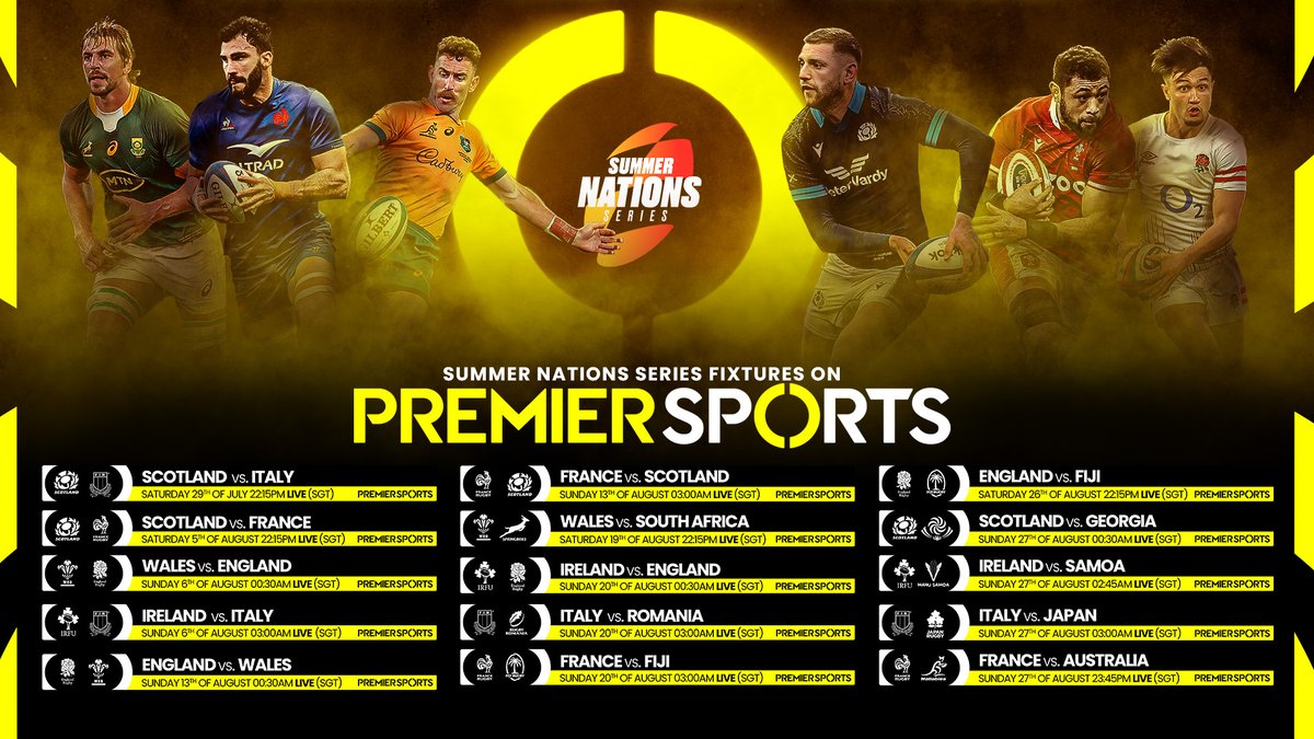 PremierTVAsia's tweet photo. Join us this Saturday on Premier Sports 2 at 22:15pm as Scotland take on Italy. This is the 1st game in the summer series! This should give you an appetite ahead of the Rugby World Cup which is looming shortly. We have 15 games live over the coming weeks. https://t.co/rYEH1IoKrL