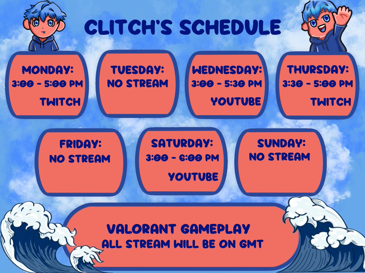 ItsMeClitch's tweet photo. 😛My Stream schedule is up now and here it is #art #streamerart #streamers #SmallStreamersCommunity https://t.co/1n2UUxcKCK