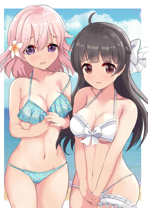 明日リリースのソシャゲが楽しみなので推しを描きました。 七撫ちゃんと心ちゃんにまた会える!  #グリモアR #グリイラ