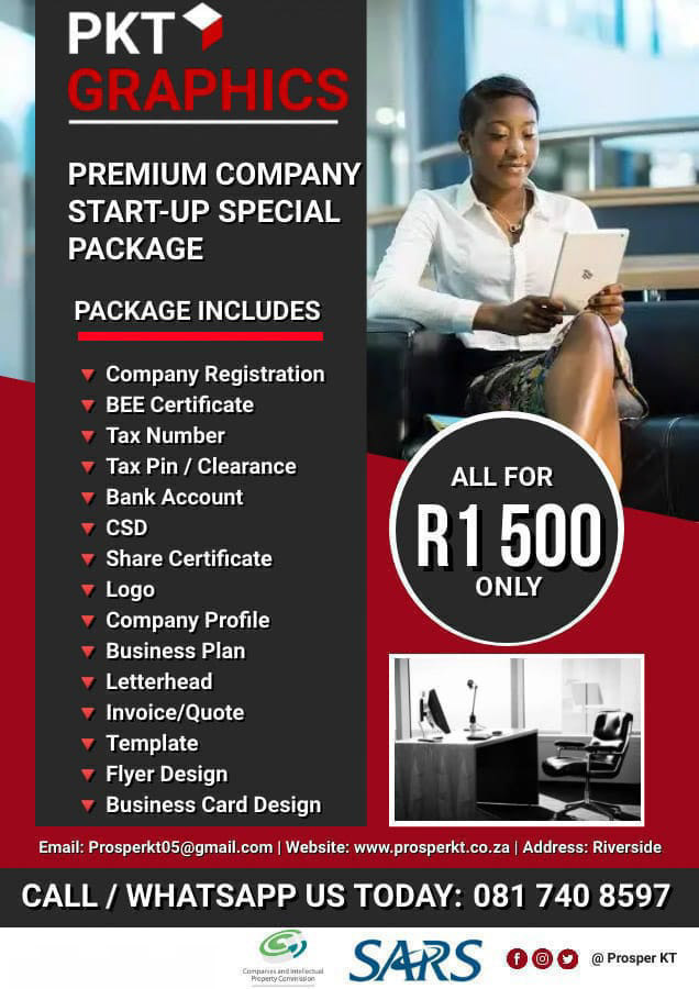 Company registration package on special, we are based in Gauteng and we work with everyone everywhere
.
Whtsapp 081 740 8597
.
#SenzoMeyiwa / Paul Mashatile / R500 / Ntando Duma / #Sizokthola / Zuma / Nigerians / basotho / Beitbridge / Pravin Gordhan / Malema / chiefs / xolani https://t.co/VAOmtAsg8C