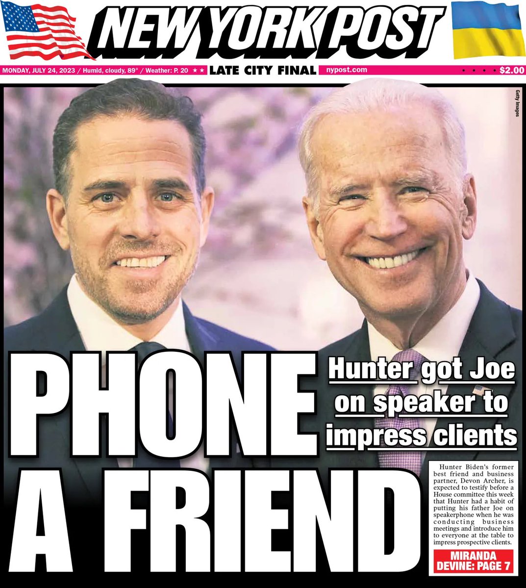 Hunter Biden dialed in his father, then-VP Joe Biden, on speakerphone into multiple meetings with his overseas business partners. 

More testimony this week
From Devon Archer, the first son’s former best friend. 
#BidenCrimeFamily 
#InfluencePeddling