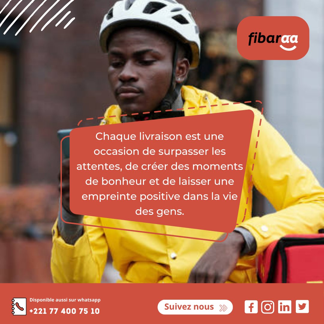 Fibaraa_Senegal's tweet photo. Bon début de semaine à tous !

#livraison #fibaraa #Rapidite #efficacite #professionnalisme https://t.co/X2pYKIKNAN