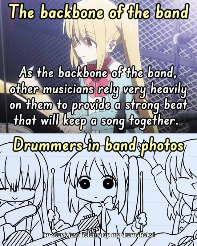 CreamIce_Cone's tweet photo. Drummers Appreciation Post

#BocchiTheRock #Nijika #IjichiNijika https://t.co/eOBAIAXPm8