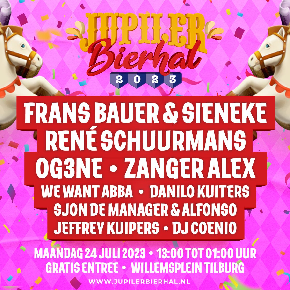 Vandaag kleurt de Jupiler Bierhal volledige roze! We beginnen de dag vanaf 13:00 uur en trappen af met de officiële opening van de Roze Maandag. Vervolgens starten we met een (flinke) programmering aan artiesten.  Iedereen is welkom én de entree is helemaal gratis! #rozemaandag