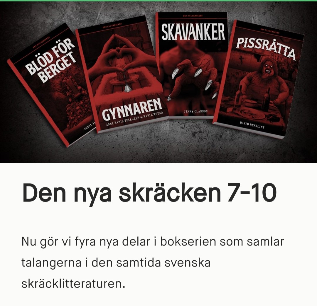 Nu är vi inne på det sista dygnet på Kickstarter för DEN NYA SKRÄCKEN. Passa på att säkra dina ex och stötta svensk skräcklitteratur!
kickstarter.com/projects/swedi…