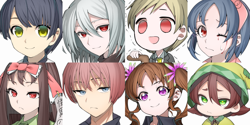顔グラﾎﾟﾁﾎﾟﾁ もっと登場キャラいるけど、メインはこの辺の子たちに