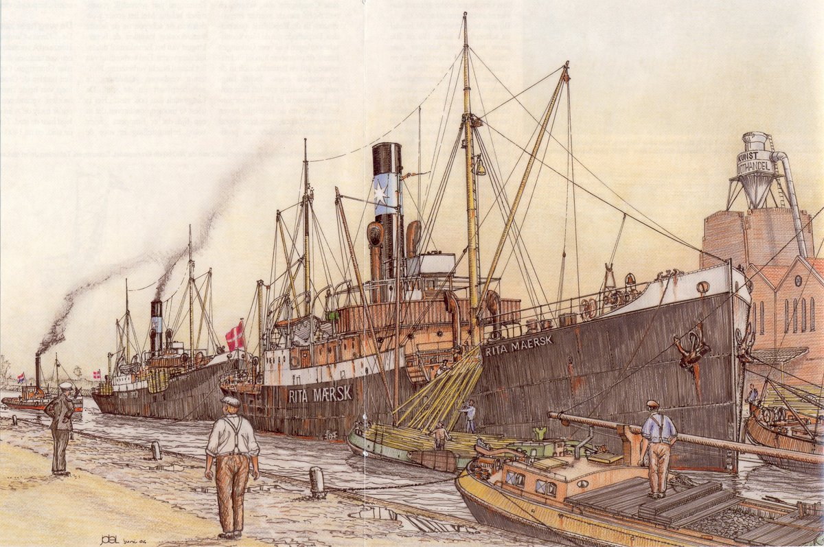 Maersk's tweet photo. Sketching out historic Maersk vessels🎨
When was the last time you embraced your artistic side? Your local harbor can be a great inspiration to your next creative project – proved here by a sketch of our historic vessel Rita Maersk🚢
#Maerskheritage #History #Artist #Inspiration https://t.co/Xf3bmzqRaG
