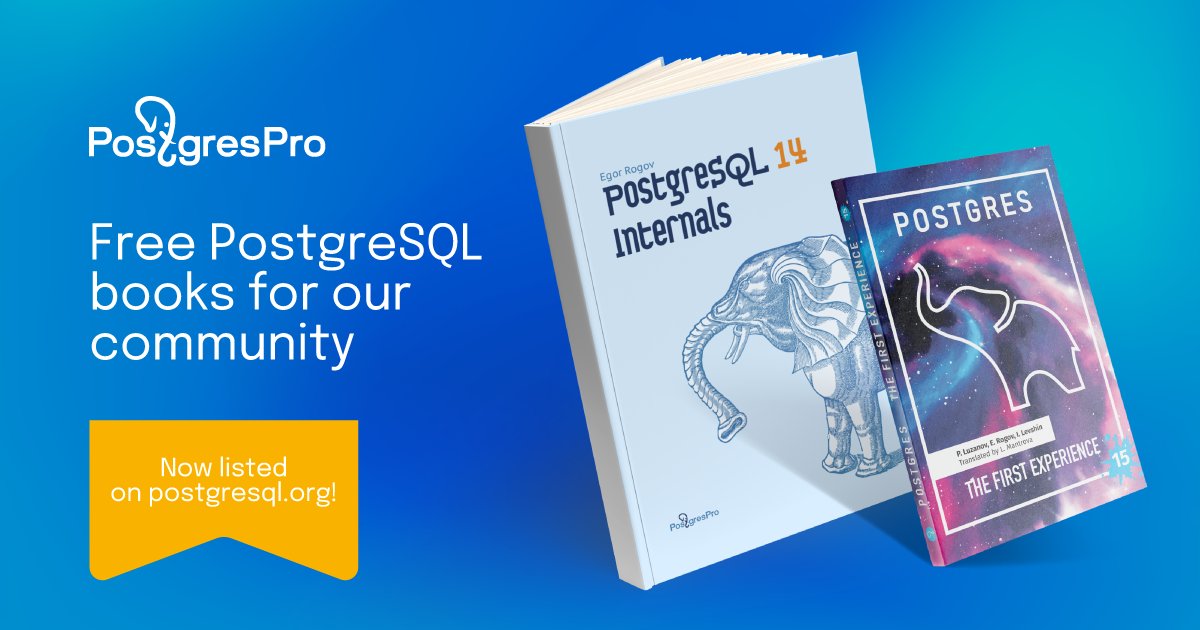 efeiya_grassie's tweet image. Our books, "Postgres 15: The First Experience" & "PostgreSQL 14 internals" are now listed on the official #PostgreSQL website: postgresql.org/docs/books/ Both of them can be downloaded from the #PostgresPro website for free: postgrespro.com/community/books #Postgres #techcommunity #database