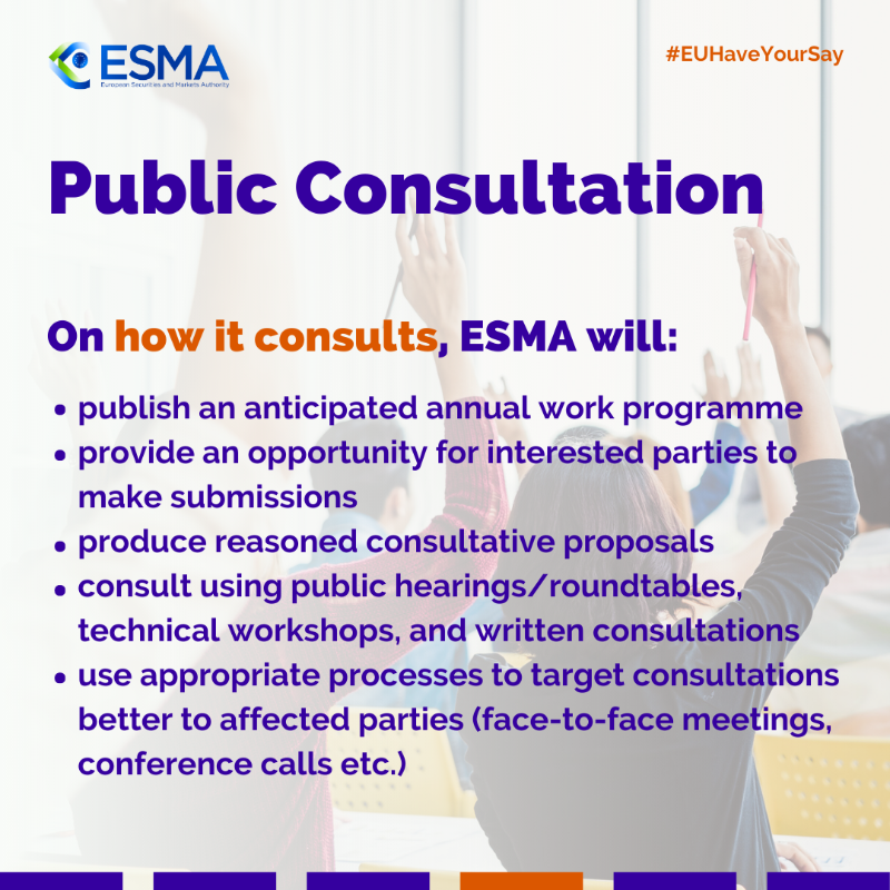 ESMAComms's tweet photo. 📢 #EUHaveYourSay | #ESMA consultations → https://t.co/ZNEhU14PgU

▪️ RTS under revised ELTIF Regulation⏳24 Aug.
▪️ #DORA policy products⏳11 Sept.
▪️ Call for Evidence on sustainability in suitability and product governance⏳15 Sept.
▪️ #MiCA 1st consultation package⏳20 Sept.