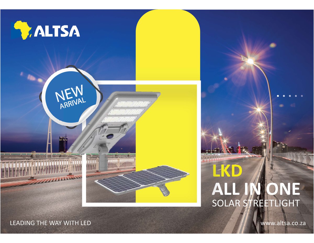 ALTSA is proud to Introduce the Future of Sustainable Illumination: The LKD All-in-One Solar Streetlight.

#ALTSA #ledlighting #solarlighting #streetlighting #environmentallyfriendly #lightingsolutions