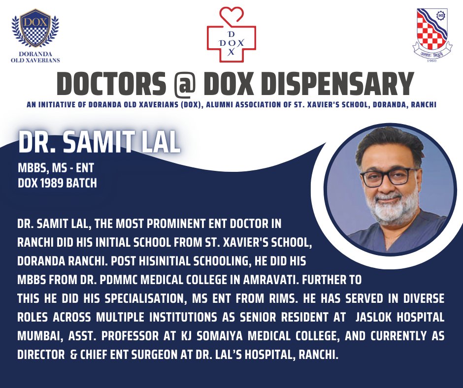 DOX Dispensary with Dr. @samitlal & Blood Donation camp is scheduled on Sunday, 30th July. @budhiaa
@UtsavParasar
@MinochaAlok
@suyashkhemka
@rahulbh68421284
@Jay_Sinha
@niteshpriya
@jesuitschools
@jesuitnetwork
@JesuitAlumni
@jaaindia
@DC_Ranchi