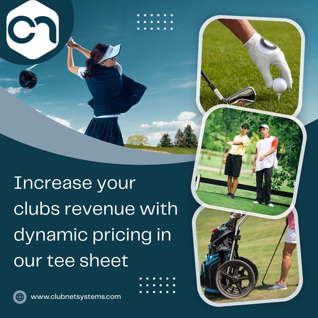 Clubnetsystems's tweet image. Boost your club&apos;s revenue with #ClubNetSystems Dynamic Pricing Tee Sheet! Professional pricing to help you maximize profits &amp;amp; capture more players. #GolfRevenue

Book your free demo today ow.ly/cOrm50Pjf4W