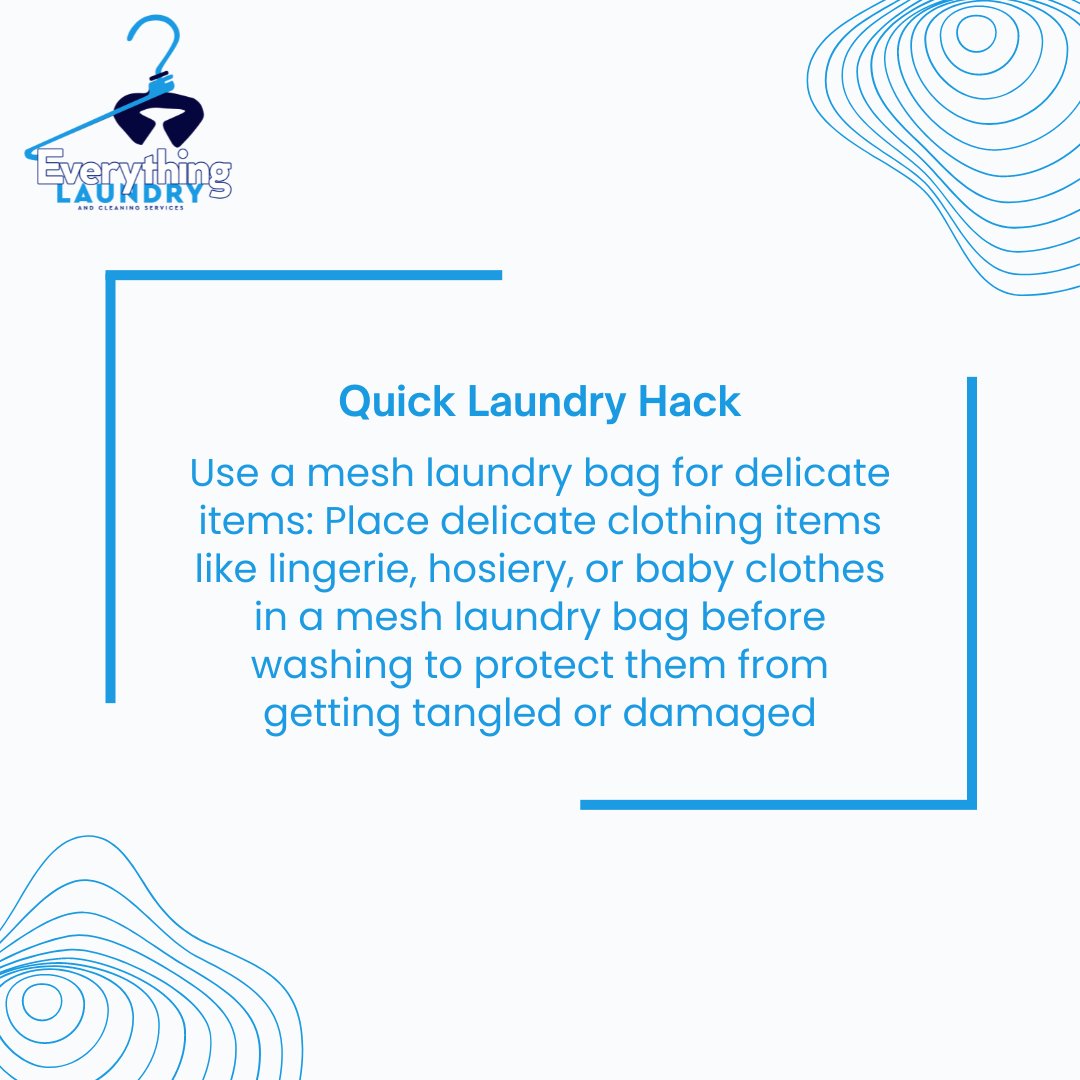 Laundry hack alert! Keep your delicate items like lingerie, stockings, or baby clothes safe during washing. Just put them in a mesh laundry bag to prevent tangling or damage. Give your special clothes the extra care they need!  
#everythinglaundry #laundryhacks #delicateitems