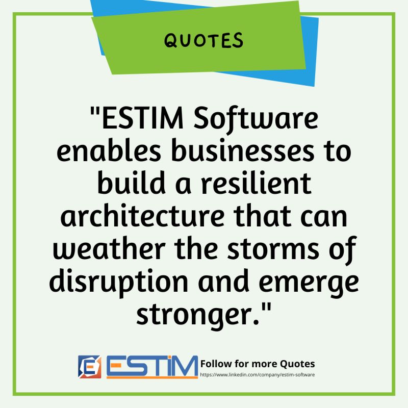ESTIMSoftware's tweet image. Build a resilient architecture with ESTIM Software, empowering your business to navigate disruptions and emerge stronger than ever. Embrace the power of adaptability for sustainable growth.

#ESTIMITSM #ESTIMEA #ResilientArchitecture #BusinessAdaptability #DigitalTransformation