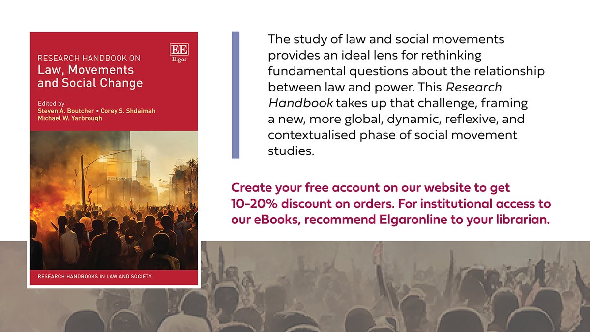 🆕 Research Handbook on Law, Movements and #SocialChange, edited by Steven Boutcher, @law_soc, Corey Shdaimah, @mdsocialwork & @mwyarbrough of @JohnJayResearch 🆓 Read the Introduction ➡️ doi.org/10.4337/978178… @FariehaAziz @MaryamShKhan @HebaMKhalil @trevorhoppe @mdiasabey