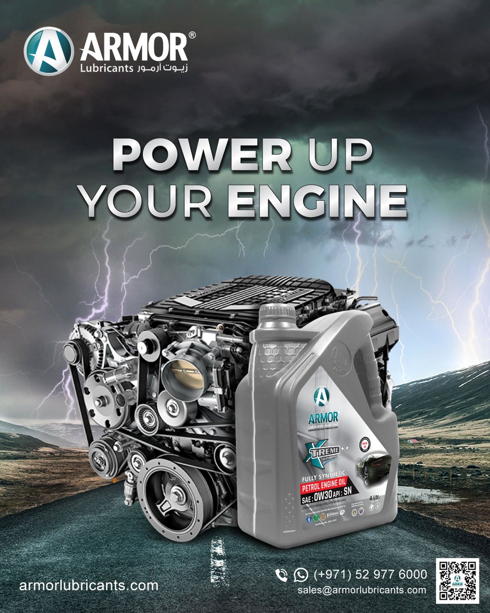 Give your engine a tremendous boost in performance, and let it last longer on the road
#Armor_Lubricants engine oil protect parts against wear and rust, to ensure smoother movements with less friction and clean engine
#engineoil #lubricants #automotivelubricants #diesel #oil