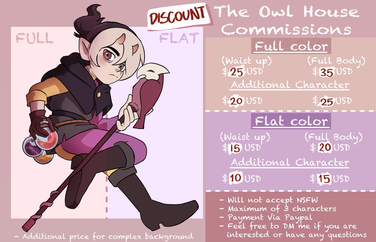 💫TOH Commission's💫 Doing a small Discount for a little bit because i can. ✨️If you are interested or have any questions, feel free to DM!✨️ #commissionsopen #CommissionSheet #TheOwlHouse #toh