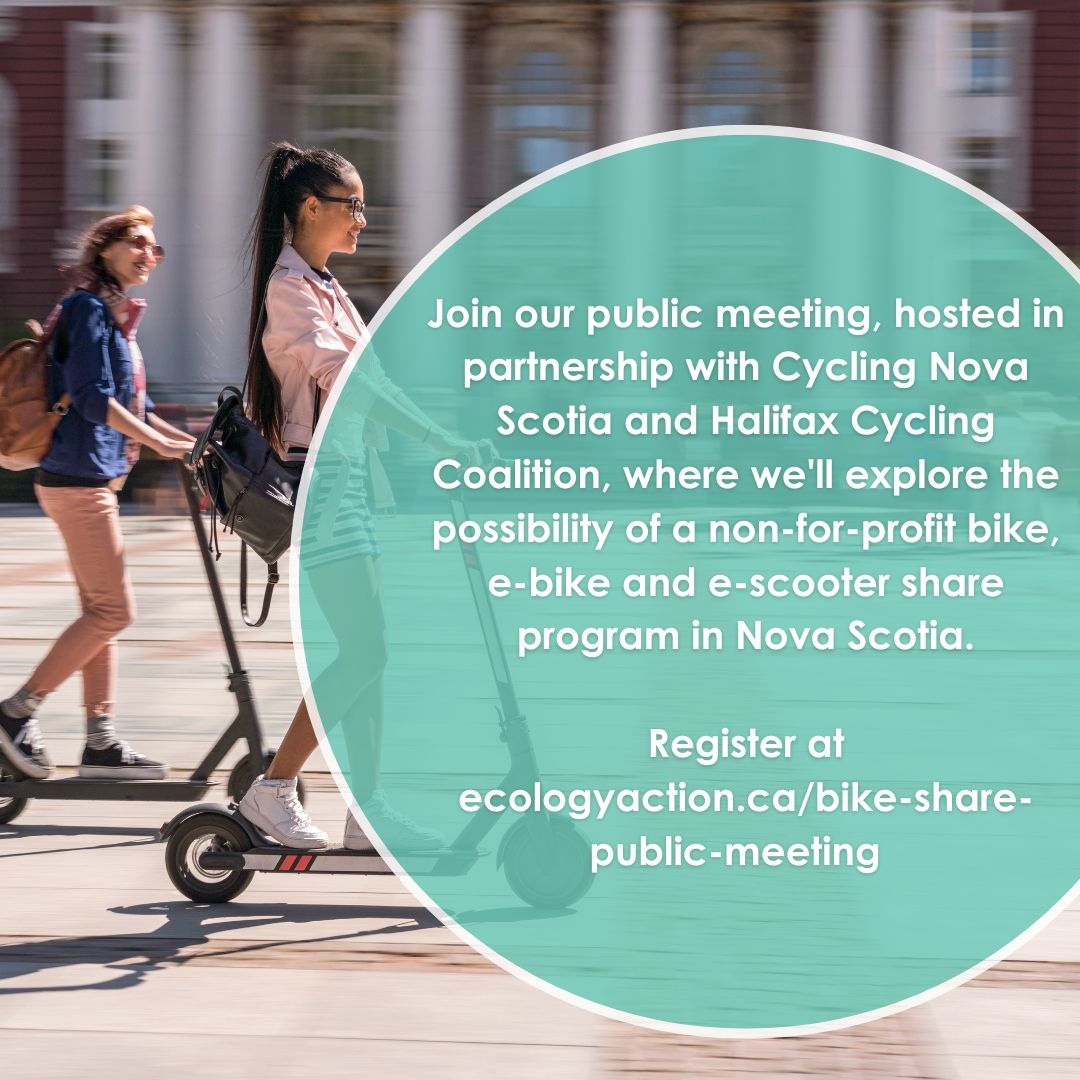 Join the EAC, @IBIKEHFX and #CycleNovaScotia on Monday, Aug 14 at 6 p.m. for an online public discussion on the HRM's planned two-year bike, e-bike and e-scooter share pilot program! 

Visit ecologyaction.ca/bike-share-pub… to register!

#bike #BikeShare #Halifax #HRM