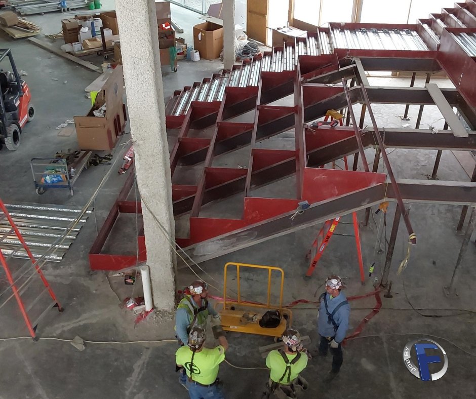 FoundationSteel's tweet photo. What a cool project to work on for the Greater Dayton Schools. @PinnMetal are always seamless to install. Phenomenal work #UnionIronworkers from @TheIronworkers Local 290 

#FoundationSteel #Trades #StructuralSteel #UnionIronworkers #UnionStrong 
#MiscellaneousMetals https://t.co/ilwmDonycS