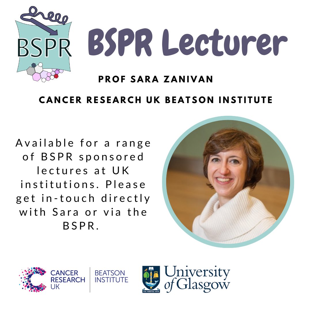 It is our great pleasure to announce that Sara Zanivan (@ZanivanLab) will be taking on the role of BSPR Lecturer for the upcoming year. Sara will be available to give a range of BSPR-sponsored lectures, so please reach out if you or your UK institution are interested.