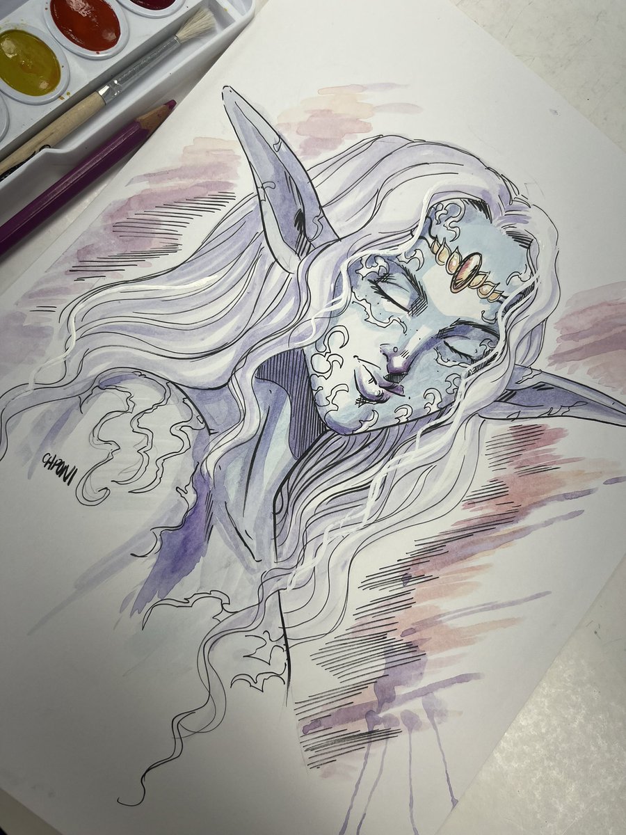 A little watercolor demo of an Air Genasi today for my class at <a href="/TheKubertSchool/">The Joe Kubert School of Cartoon & Graphic Art</a> !