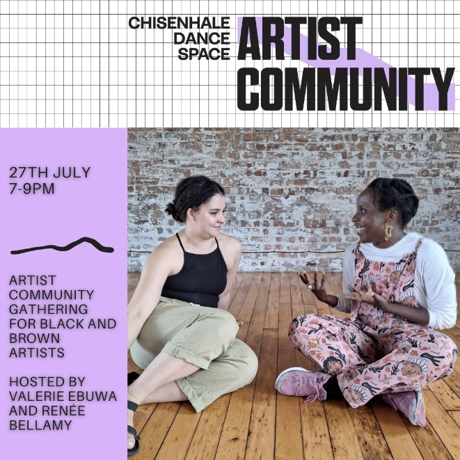 🫶🏾This Thursday Valerie Ebuwa and @bellamyrenee_ host a free community gathering for black and brown artists. Join them for a relaxed evening of conversation, food, dancing, and learning about our Artist Community. Please help us spread the word! ✨ eventbrite.co.uk/e/675112488627
