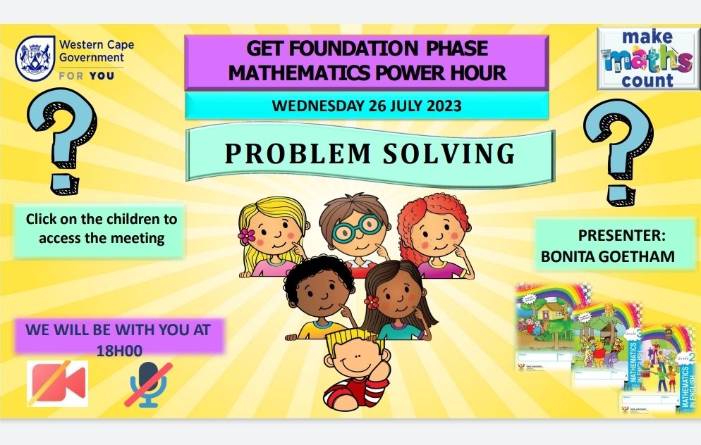 Karen Dudley (@karenr_dudley18) on Twitter photo ●ALERT ⚠️ 📢
▪︎ Maths Power Hour, F. Phase
▪︎ Wednesday,26 July 2023. (Click on the kiddies to link to the session)
▪︎18h00-19h00
wcedeportal.co.za/eresource/2361…
<a href="/WCEDnews/">WCEDNews</a> <a href="/almaret_toit/">Almaret Du Toit</a> <a href="/teachingconnect/">Juan Benjamin</a> <a href="/WCED_Districts/">WCED_CD Districts</a> <a href="/WCED_CTLI/">Cape Teaching and Leadership Institute</a> <a href="/WesternCapeGov/">Western Cape Gov</a> ●ALERT ⚠️ 📢
▪︎ Maths Power Hour, F. Phase
▪︎ Wednesday,26 July 2023. (Click on the kiddies to link to the session)
▪︎18h00-19h00
wcedeportal.co.za/eresource/2361…
<a href="/WCEDnews/">WCEDNews</a> <a href="/almaret_toit/">Almaret Du Toit</a> <a href="/teachingconnect/">Juan Benjamin</a> <a href="/WCED_Districts/">WCED_CD Districts</a> <a href="/WCED_CTLI/">Cape Teaching and Leadership Institute</a> <a href="/WesternCapeGov/">Western Cape Gov</a>