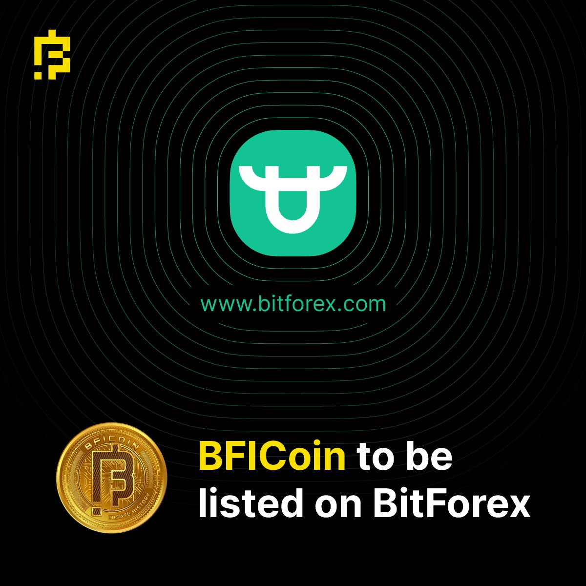 BFIC_io's tweet photo. Exciting News for the BFIC #Community! 💥
#BFICoin set to hit BitForex!
Get ready for the listing action! 🚀
Bringing more opportunities and growth to our incredible community,
Stay tuned for further updates! 💡
#Listing #CryptoTwitter #ToTheMoon https://t.co/Q4yxBiOCDk