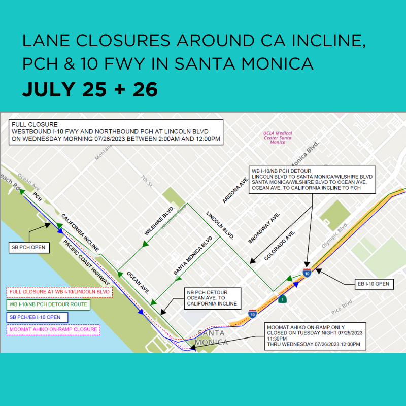 City of Malibu on Twitter "Lane closures around CA Incline, 10 Fwy