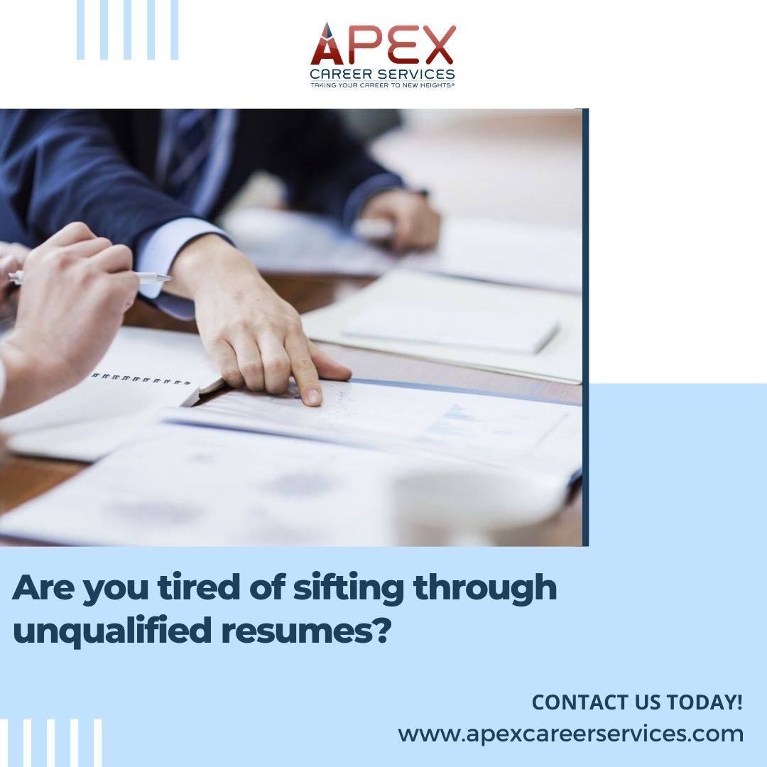 APEXCareerSvcs's tweet image. Tired of receiving resumes from unqualified candidates?
Let APEX Career Services help you find top-quality candidates for your staffing needs.

Contact us today!
apexcareerservices.com/staffing-servi…

#staffing #recruiting #talentacquisition
