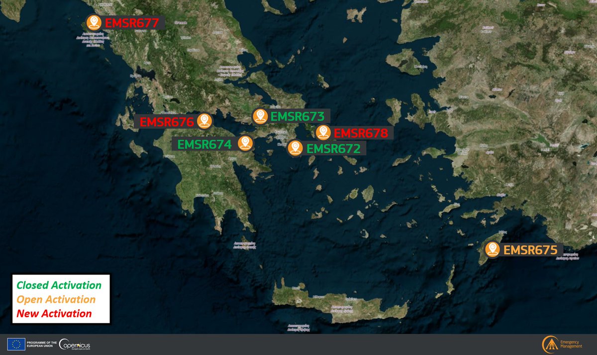 🔴Our #RapidMappingTeam has received 3⃣🆕 activations for #wildfires🔥 from #Greece 🇬🇷 in few hours‼️ #EMSR676 in Northern #Peloponnese #EMSR677 in #Kerkyra #EMSR678 in Southern #Evia More at👇 emergency.copernicus.eu/mapping/list-o…