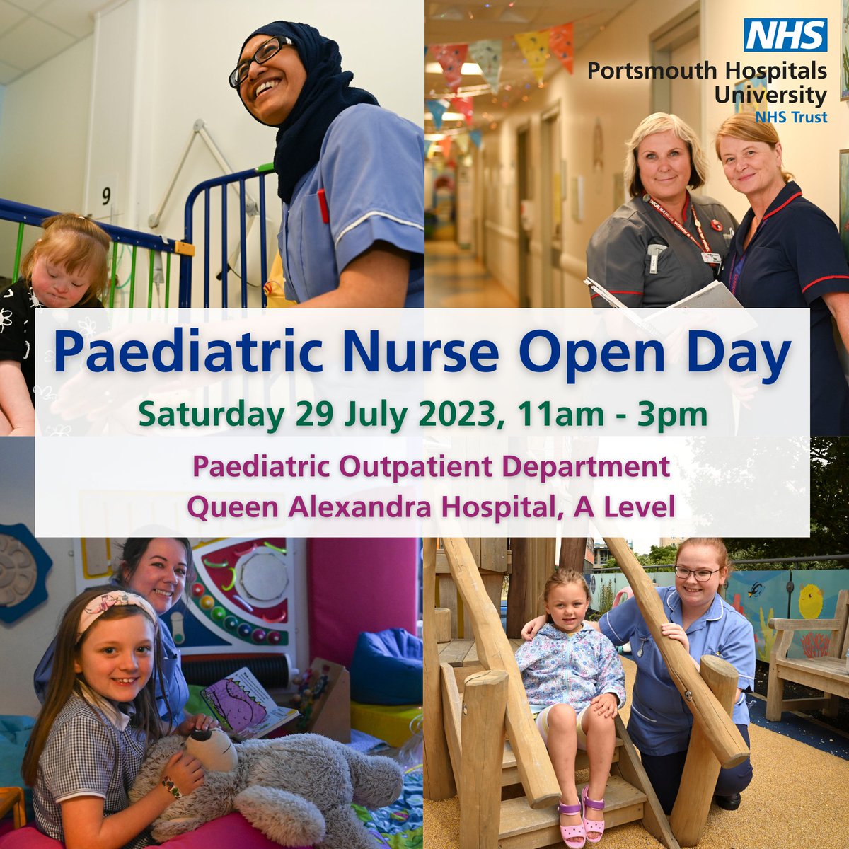IWT & PHU Recruitment (@phurecruitment) on Twitter photo Less than a week to go until our Paediatric Nurse Open Day <a href="/PaedsQah/">PompeyPaedsNursesQAH π</a>π©ββοΈπ¨ββοΈ
We look forward to meeting you on Saturday 29 July from 11am to 3pm in the Paediatric Outpatient Department at Queen Alexandra Hospital.
For more information on this event:
porthosp.nhs.uk/events/paediatβ¦ Less than a week to go until our Paediatric Nurse Open Day <a href="/PaedsQah/">PompeyPaedsNursesQAH π</a>π©ββοΈπ¨ββοΈ
We look forward to meeting you on Saturday 29 July from 11am to 3pm in the Paediatric Outpatient Department at Queen Alexandra Hospital.
For more information on this event:
porthosp.nhs.uk/events/paediatβ¦