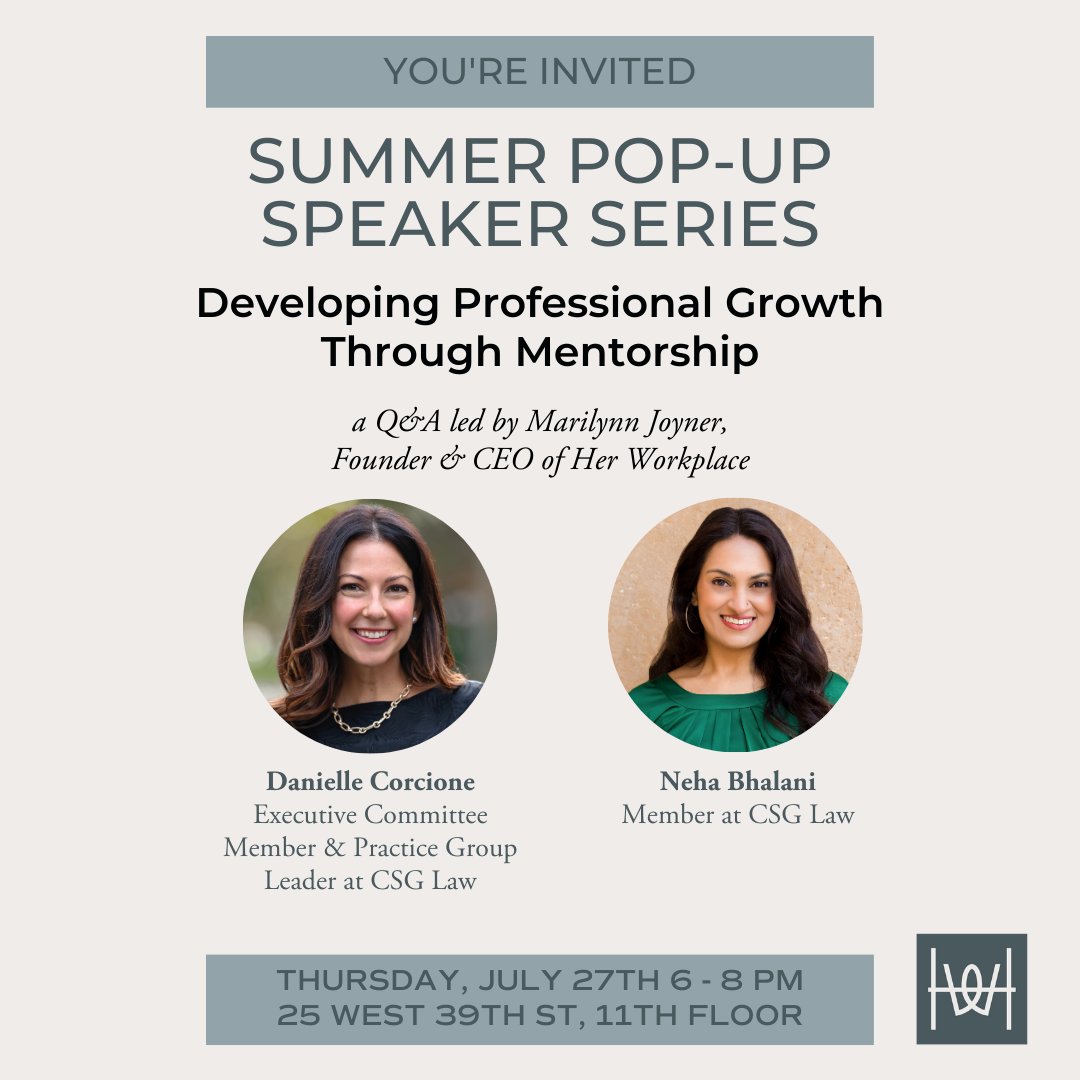 Our LAST event of the Summer in NYC is this Thursday! 

Join us for networking with like-minded women &amp; career tips on Developing Professional Growth Through Mentorship. 😊

Sign-up here - lu.ma/hwpopupevents