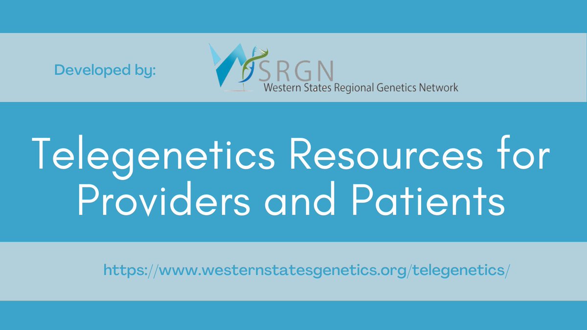 NCCRCG's tweet image. #Telegenetics is seeing patients via video appointments and is one of the key efforts of the RGNs. @WSRGN created a list of resources for providers and patients with info for #policy considerations (#licensure, #billing, #reimbursement) and best practices. westernstatesgenetics.org/telegenetics/