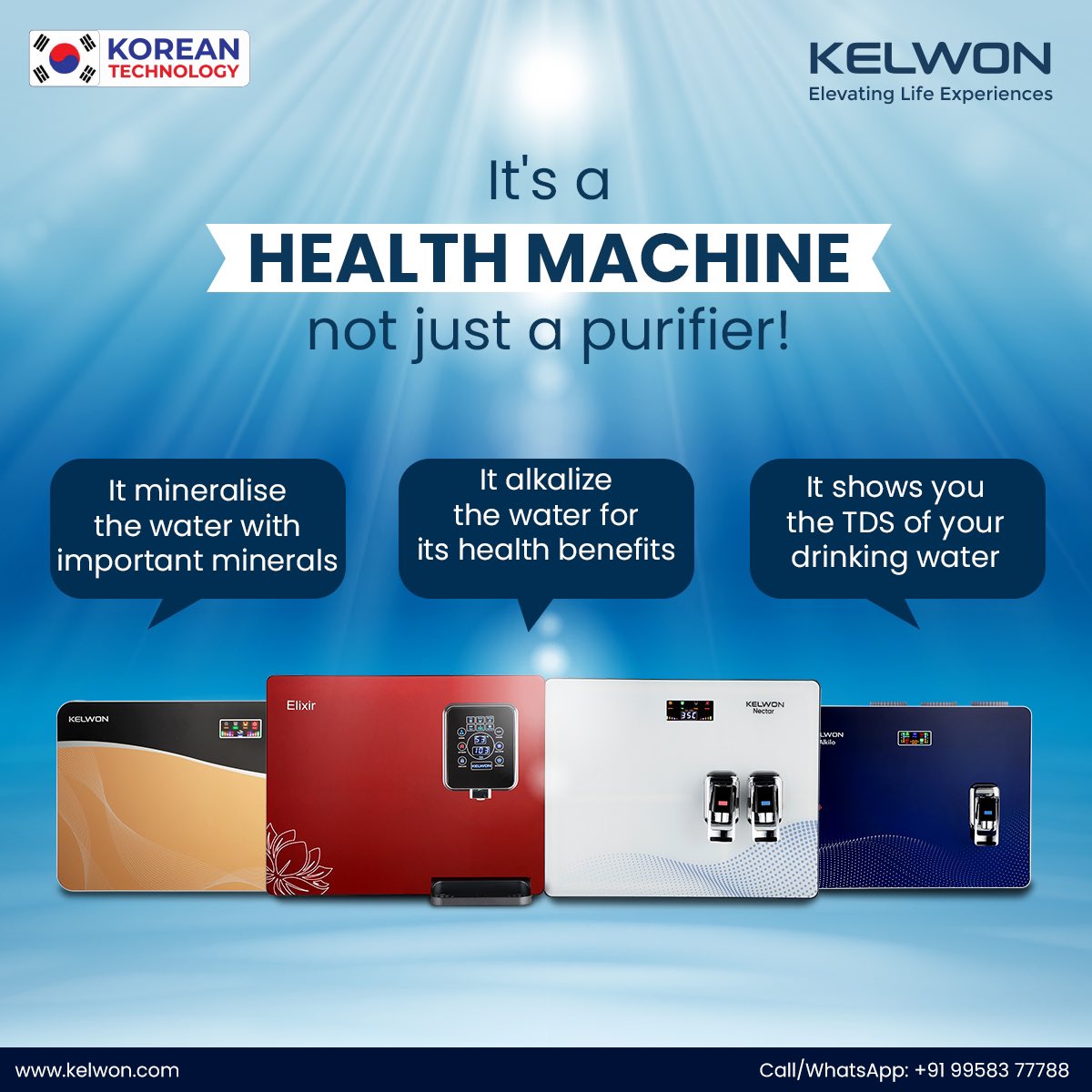 KelwonIndia's tweet image. Kelwon Alkaline Water Health Machines! 

It’s more than a water purifier as it takes care of your family’s health extensively with unique features! 

Switch now and experience the difference!

#health #fitness #kelwon #homeappliances #waterpurifier #healthmachines #alkalinewater