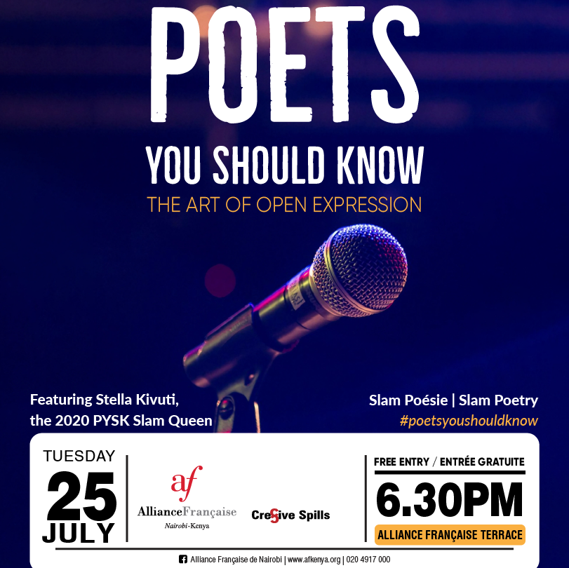AFKenya's tweet photo. Introducing "Black Skinned" by @BarbsMBK , the incredibly talented 2020 PYSK Slam Queen! 🎉👑.
An amazing poet 💥 who has left an indelible mark on the poetry industry. @cre8ivespills 

#poetry #spokenword #poetsyoushouldknow #creativespills #alliancefrancaise https://t.co/3R3ZIgWpFg