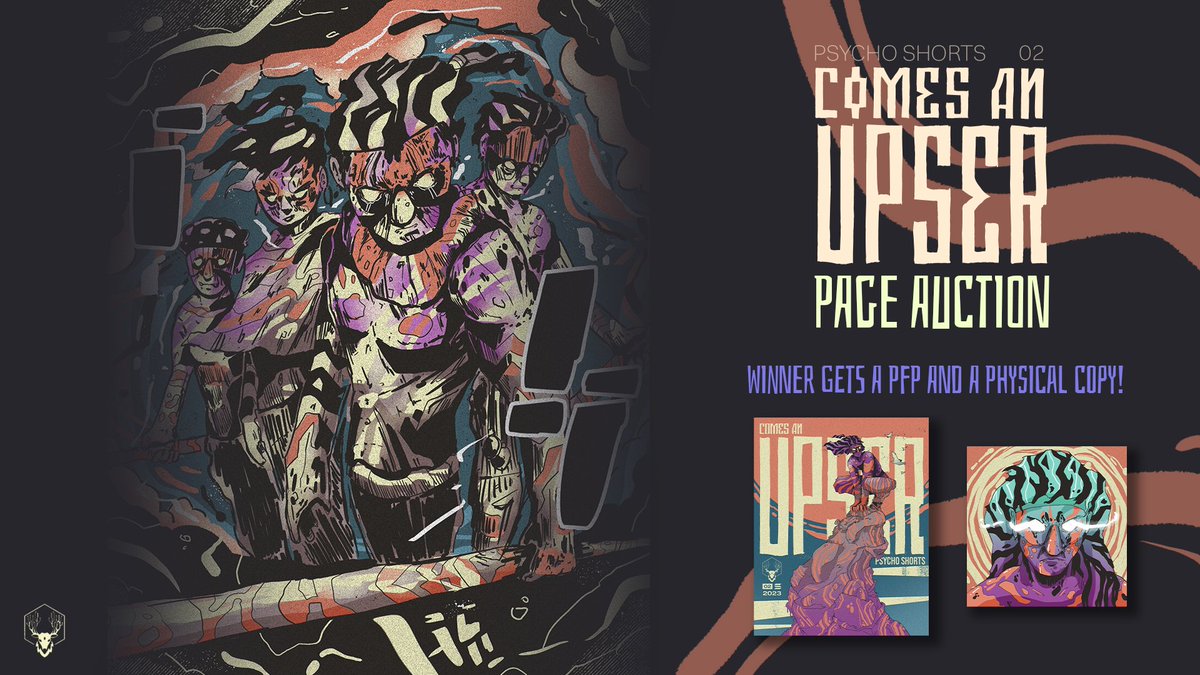 🌀AUCTION TODAY🌀

"THE INSTINCT TO HUNT"

A full page 1/1 from Psycho Shorts issue #2 'Comes an Upser' with art by <a href="/yg4h_/">уg4н</a>.

Auction begins at 4pm ET / 8pm UTC on <a href="/exchgART/">Exchange Art</a> 

🚨Winner gets a numbered physical comic book, cover edition, and 1/1 PFP.

🔗⬇️